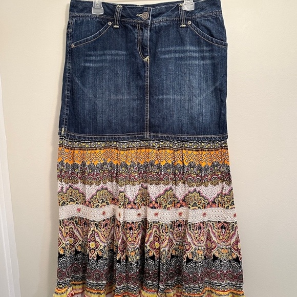 Tommy Hilfiger Bohemian Denim Layered Maxi Skirt - Size 14 - Picture 3 of 7